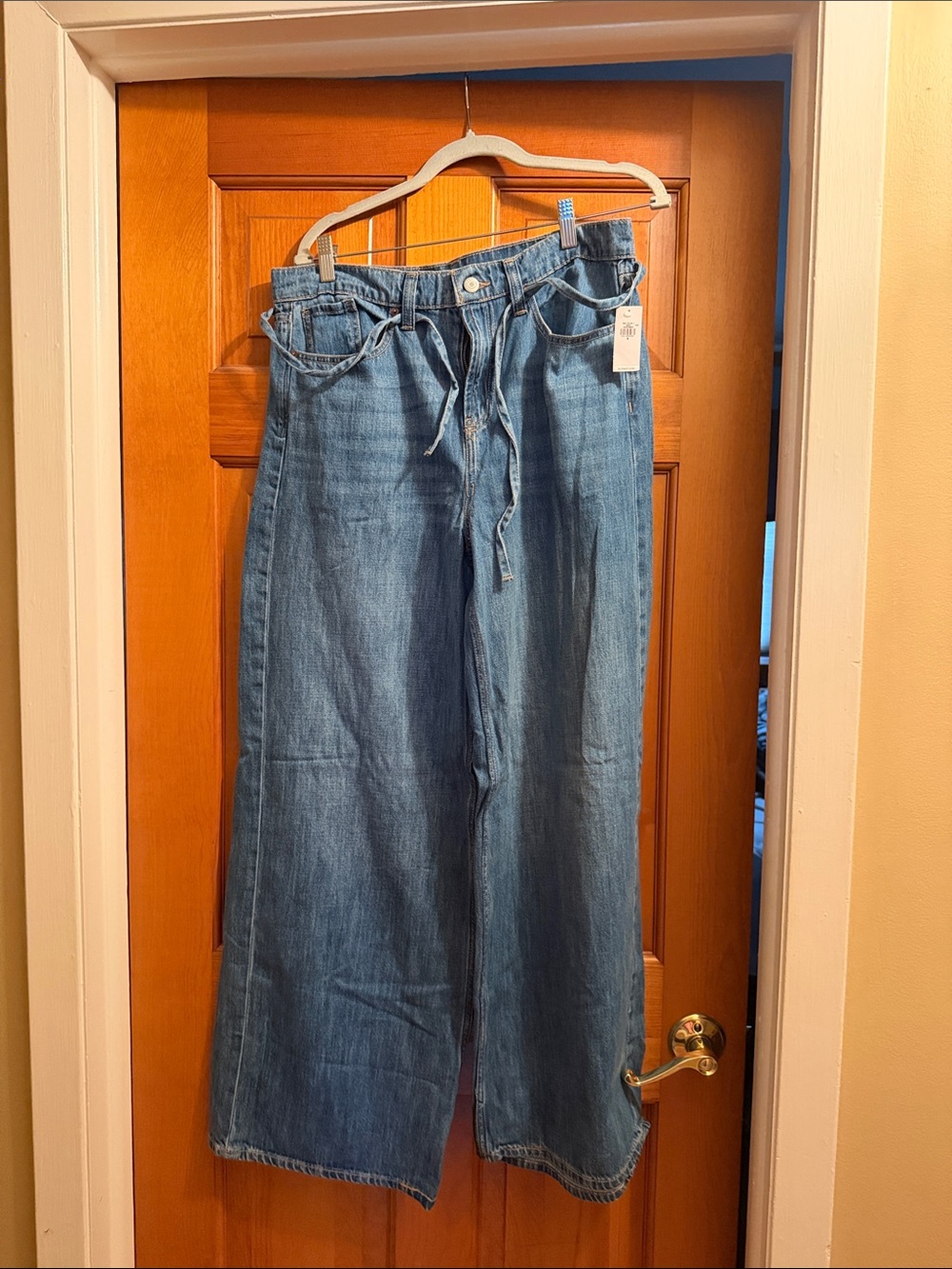 Old Navy Blue Wide-Leg High-Rise Jeans with Drawstring